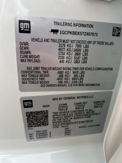 2026 CHEVY SILVERADO 1500 - BASIC PACKAGE - SUMMIT WHITE (GAZ) - 2026 CHEVY SILVERADO 1500 CUSTOM - Image 17 of 17
