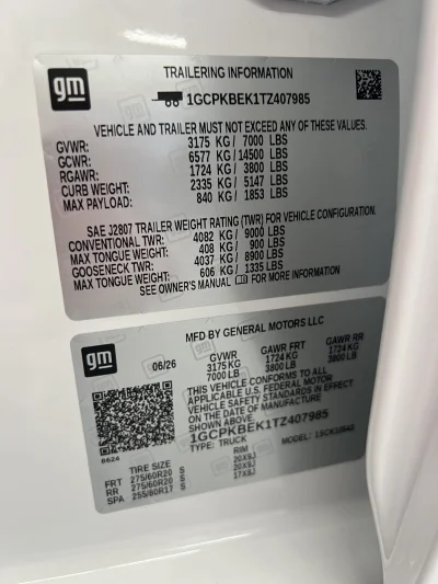 2026 CHEVY SILVERADO 1500 - BASIC PACKAGE - SUMMIT WHITE (GAZ) - 2026 CHEVY SILVERADO 1500 CUSTOM - Image 15 of 15