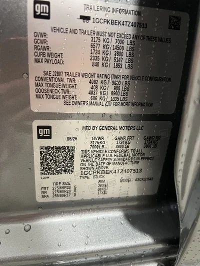 2026 CHEVY SILVERADO 1500 - BASIC PACKAGE - STERLING GRAY (GXD) - 2026 CHEVY SILVERADO 1500 CUSTOM - Image 15 of 15