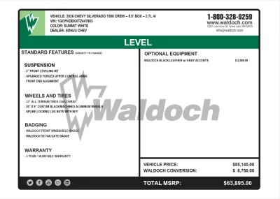 CUSTOM CHEVY SILVERADO 1500 LEVEL PACKAGE BUILT BY WALDOCH THE BEST AROUND - 2026 CHEVY SILVERADO 1500 LEVEL - Image 16 of 16