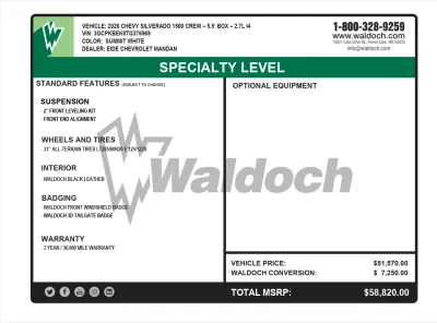 CUSTOM CHEVY SILVERADO 1500 LEVEL PACKAGE BUILT BY WALDOCH - 2026 CHEVY SILVERADO 1500 LEVEL - Image 16 of 16