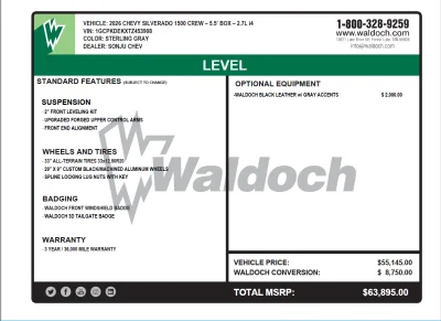 CUSTOM CHEVY SILVERADO LEVEL PACKAGE BUILT BY THE BEST BUILT BY WALDOCH - 2026 CHEVY SILVERADO 1500 LEVEL - Image 15 of 15