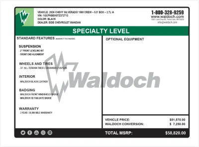 CUSTOM CHEVY SILVERADO 1500 BUILT BY WALDOCH LEVEL PACKAGE - 2026 CHEVY SILVERADO 1500 LEVEL - Image 15 of 15