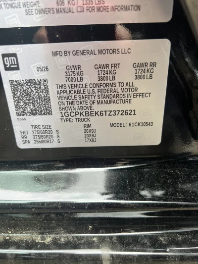 2026 CHEVY SILVERADO 1500 - LEVEL PACKAGE - BLACK (GBA) - 2026 CHEVY SILVERADO 1500 LEVEL - Image 20 of 20