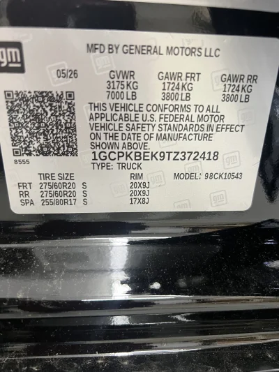 2026 CHEVY SILVERADO 1500 -  LEVEL PACKAGE - BLACK (GBA) - 2026 CHEVY SILVERADO 1500 LEVEL - Image 20 of 20