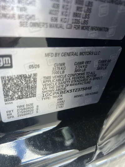 2026 CHEVY SILVERADO 1500 - LEVEL PACKAGE - BLACK (GBA) - 2026 CHEVY SILVERADO 1500 LEVEL - Image 15 of 15
