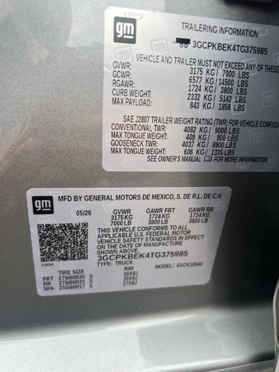 2026 CHEVY SILVERADO 1500 - LEVEL PACKAGE - STERLING GRAY (GXD) - 2026 CHEVY SILVERADO 1500 LEVEL - Image 15 of 15