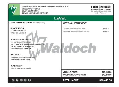 2026 CHEVY SILVERADO 2500 - LEVEL PACKAGE - SUMMIT WHITE (GAZ) - 2026 CHEVY SILVERADO 1500 LEVEL - Image 20 of 20