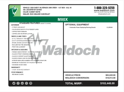 CUSTOM CHEVY 2500 WALDOCH BUILT M80X PACKAGE - 2026 CHEVY SILVERADO 2500 M80X - Image 16 of 16