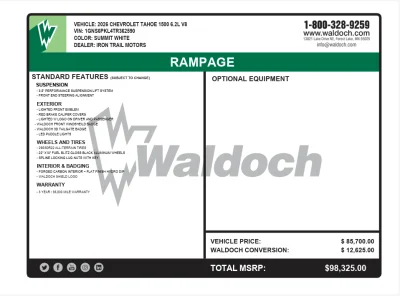CUSTOM CHEVY TAHOE RAMPAGE PACKAGE BUILT BY WALDOCH - 2026 CHEVY TAHOE RAMPAGE - Image 15 of 15