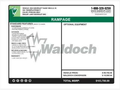 CUSTOM CHEVY TAHOE RAMPAGE PACKAGE BUILT BY WALDOCH - 2026 CHEVY TAHOE RAMPAGE - Image 18 of 18
