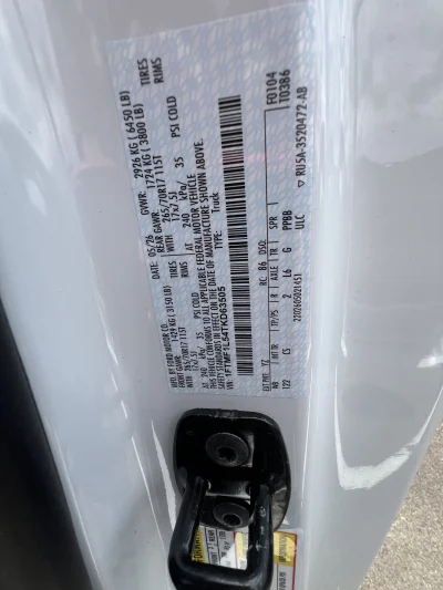 2026 FORD F150 XL - LOWERED PACKAGE - OXFORD WHITE (YZ) - 2026 FORD F-150 CUSTOM - Image 3 of 4