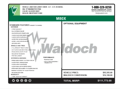 2026 FORD F250 LARIET - M80 PACKAGE - GLACIER GRAY (R7) - 2026 FORD F-250 M80 - Image 16 of 16