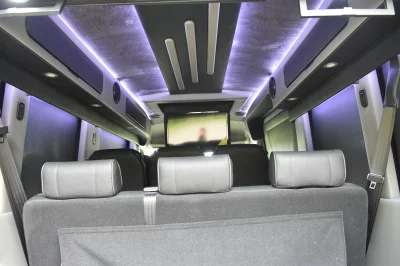 CUSTOM SHUTTLE LUXURY VAN GALAXY INTERIOR WITH SHUTTLE SEATING 11 PASSENGER 148 MEDIUM ROOF REAR SOFA FOLDS INTO BED BY WALDOCH - 2019 FORD TRANSIT GALAXY - Image 20 of 41
