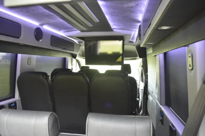 CUSTOM SHUTTLE LUXURY VAN GALAXY INTERIOR WITH SHUTTLE SEATING 11 PASSENGER 148 MEDIUM ROOF REAR SOFA FOLDS INTO BED BY WALDOCH - 2019 FORD TRANSIT GALAXY - Image 22 of 41