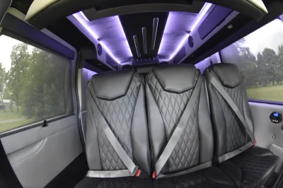 CUSTOM SHUTTLE LUXURY VAN GALAXY INTERIOR WITH SHUTTLE SEATING 11 PASSENGER 148 MEDIUM ROOF REAR SOFA FOLDS INTO BED BY WALDOCH - 2019 FORD TRANSIT GALAXY - Image 26 of 41