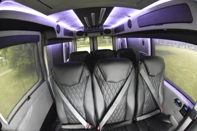 CUSTOM SHUTTLE LUXURY VAN GALAXY INTERIOR WITH SHUTTLE SEATING 11 PASSENGER 148 MEDIUM ROOF REAR SOFA FOLDS INTO BED BY WALDOCH - 2019 FORD TRANSIT GALAXY - Image 31 of 41
