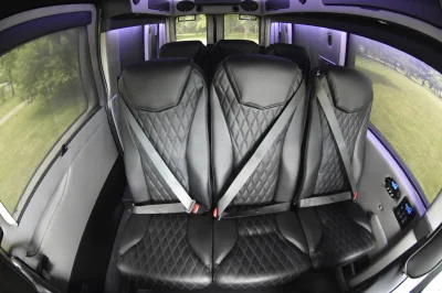 CUSTOM SHUTTLE LUXURY VAN GALAXY INTERIOR WITH SHUTTLE SEATING 11 PASSENGER 148 MEDIUM ROOF REAR SOFA FOLDS INTO BED BY WALDOCH - 2019 FORD TRANSIT GALAXY - Image 32 of 41