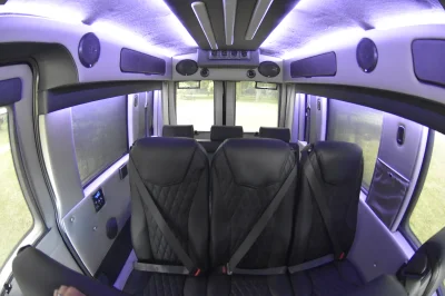 CUSTOM SHUTTLE LUXURY VAN GALAXY INTERIOR WITH SHUTTLE SEATING 11 PASSENGER 148 MEDIUM ROOF REAR SOFA FOLDS INTO BED BY WALDOCH - 2019 FORD TRANSIT GALAXY - Image 33 of 41