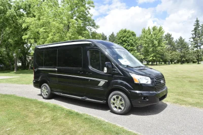 CUSTOM SHUTTLE LUXURY VAN GALAXY INTERIOR WITH SHUTTLE SEATING 11 PASSENGER 148 MEDIUM ROOF REAR SOFA FOLDS INTO BED BY WALDOCH - 2019 FORD TRANSIT GALAXY - Image 7 of 41