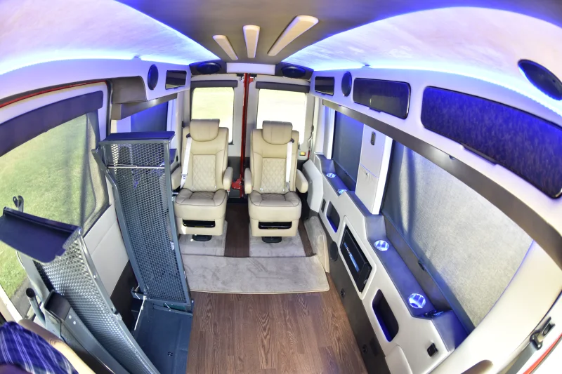 Ford Transit 130 Medium Roof Red Transit Galaxy Vans - Conversion Van personal use Mobility by Waldoch Crafts