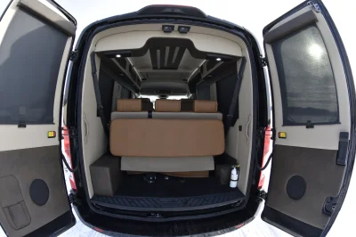 7 PASSENGER CONVERSION VAN LUXURY TRAVEL LOTS OF STORAGE BLACK & TAN INTERIOR BY WALDOCH - 2020 FORD TRANSIT GALAXY - Image 25 of 35