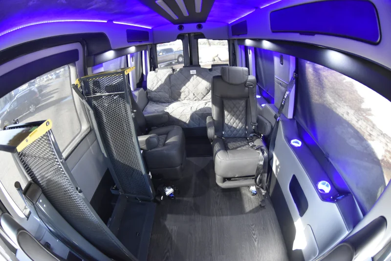 Custom Ford Transit Galaxy Mobility 5 Passenger Van Ricon Lift Grey Luxury Van - Waldoch by Waldoch Crafts