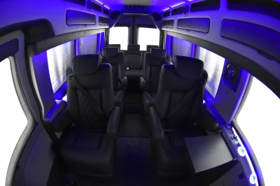 FORD TRANSIT 148 EL LUXURY LIMO PRIVATE JET ON WHEELS BY WALDOCH 9 PASSENGER PARTY WITH MEETINGS - 2020 FORD TRANSIT LIMO - Image 18 of 37