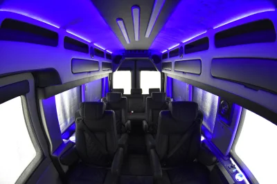 FORD TRANSIT 148 EL LUXURY LIMO PRIVATE JET ON WHEELS BY WALDOCH 9 PASSENGER PARTY WITH MEETINGS - 2020 FORD TRANSIT LIMO - Image 29 of 37