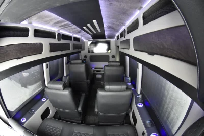 FORD TRANSIT 148 EL LUXURY LIMO PRIVATE JET ON WHEELS BY WALDOCH 9 PASSENGER PARTY WITH MEETINGS - 2020 FORD TRANSIT LIMO - Image 30 of 37