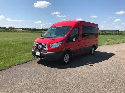 RED 130 FORD TRANSIT MOBILITY ADA VAN WITH FACTORY SEATING BY WALDOCH - 2020 FORD TRANSIT MOBILITY - Image 2 of 8