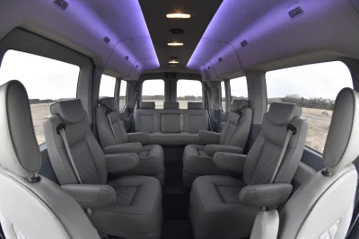 LANDMARK 9 PASSENGER LUXURY 148 MEDIUM ROOF FORD TRANSIT BY WALDOCH SILVER EXTERIOR AND GRAPHITE SEATING - 2021 FORD TRANSIT LANDMARK - Image 22 of 37