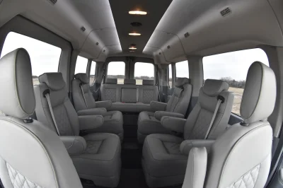LANDMARK 9 PASSENGER LUXURY 148 MEDIUM ROOF FORD TRANSIT BY WALDOCH SILVER EXTERIOR AND GRAPHITE SEATING - 2021 FORD TRANSIT LANDMARK - Image 25 of 37