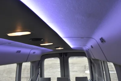 LANDMARK 9 PASSENGER LUXURY 148 MEDIUM ROOF FORD TRANSIT BY WALDOCH SILVER EXTERIOR AND GRAPHITE SEATING - 2021 FORD TRANSIT LANDMARK - Image 36 of 37