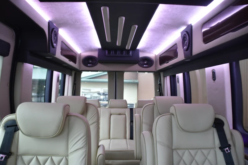 2024 Ford Transit Conversion Van 9 Passenger Luxury Galaxy Waldoch - White by Waldoch Crafts