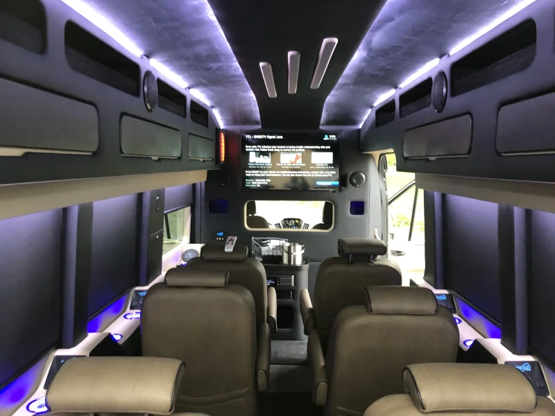 Custom 148 EL 10 passenger Limo executive Travel van with custom company logo by Waldoch the best van conversion by Waldoch Crafts