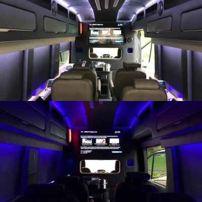 CUSTOM 148 EL 10 PASSENGER LIMO EXECUTIVE TRAVEL VAN WITH CUSTOM COMPANY LOGO BY WALDOCH THE BEST VAN CONVERSION - 2024 FORD TRANSIT GALAXY - Image 10 of 10