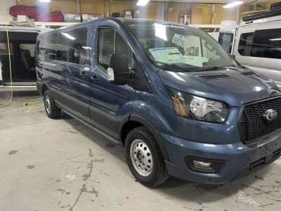 2024 FORD TRANSIT - 10 PASSENGER SHUTTLE - BLUE METALLIC - GRAY SEATING - 2024 FORD TRANSIT SHUTTLE - Image 1 of 17