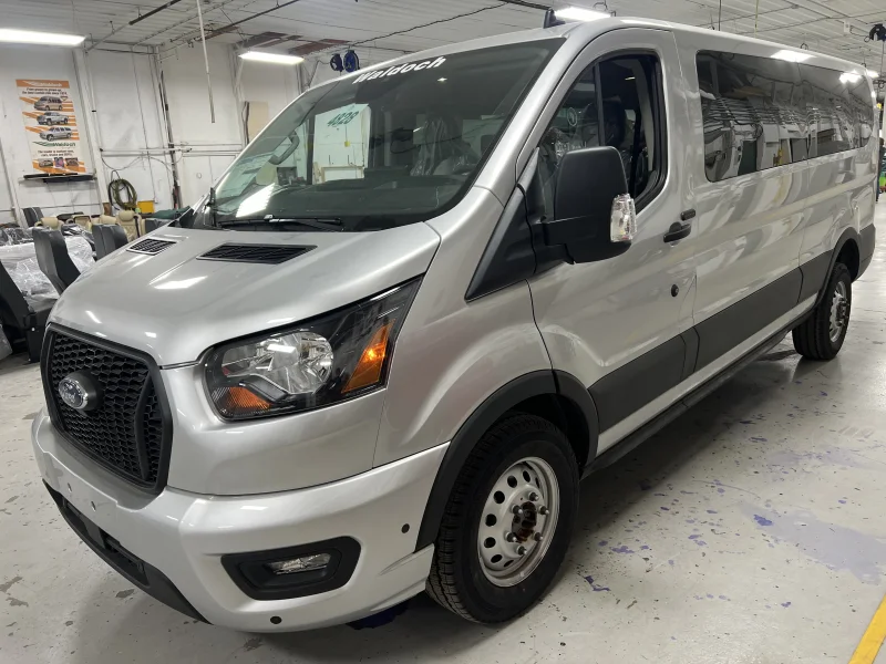 2024 Ford Transit - 8 Passenger Basic Luxury - Ingot Silver - Quicksilver and Alabaster Seating by Waldoch Crafts