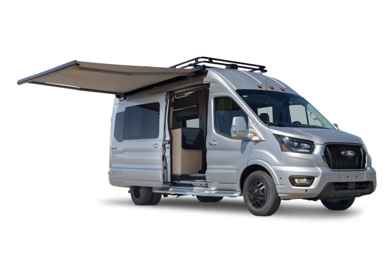 2026 StarLux RV 7 Passenger Luxury Conversion Van Camper Van - Ford Transit T350 Dually with Custom Roof Rack Tie Carrier and Custom Paint on the Transit Van by Waldoch Crafts
