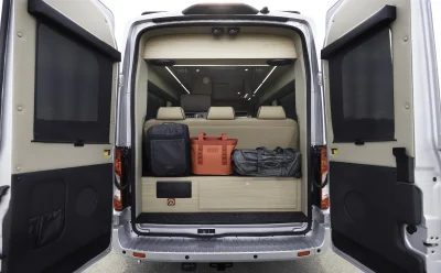 2026 STARLUX RV 7 PASSENGER LUXURY CONVERSION VAN CAMPER VAN - FORD TRANSIT T350 DUALLY WITH CUSTOM ROOF RACK TIE CARRIER AND CUSTOM PAINT ON THE TRANSIT VAN - 2026 FORD TRANSIT CAMPER - Image 12 of 15