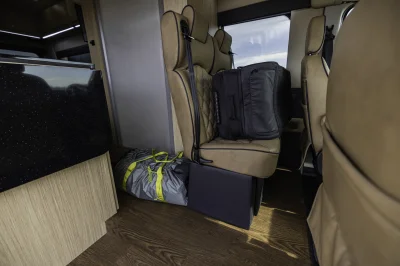 2026 STARLUX RV 7 PASSENGER LUXURY CONVERSION VAN CAMPER VAN - FORD TRANSIT T350 DUALLY WITH CUSTOM ROOF RACK TIE CARRIER AND CUSTOM PAINT ON THE TRANSIT VAN - 2026 FORD TRANSIT CAMPER - Image 13 of 15