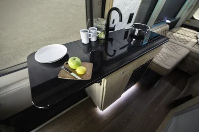 2026 STARLUX RV 7 PASSENGER LUXURY CONVERSION VAN CAMPER VAN - FORD TRANSIT T350 DUALLY WITH CUSTOM ROOF RACK TIE CARRIER AND CUSTOM PAINT ON THE TRANSIT VAN - 2026 FORD TRANSIT CAMPER - Image 4 of 15