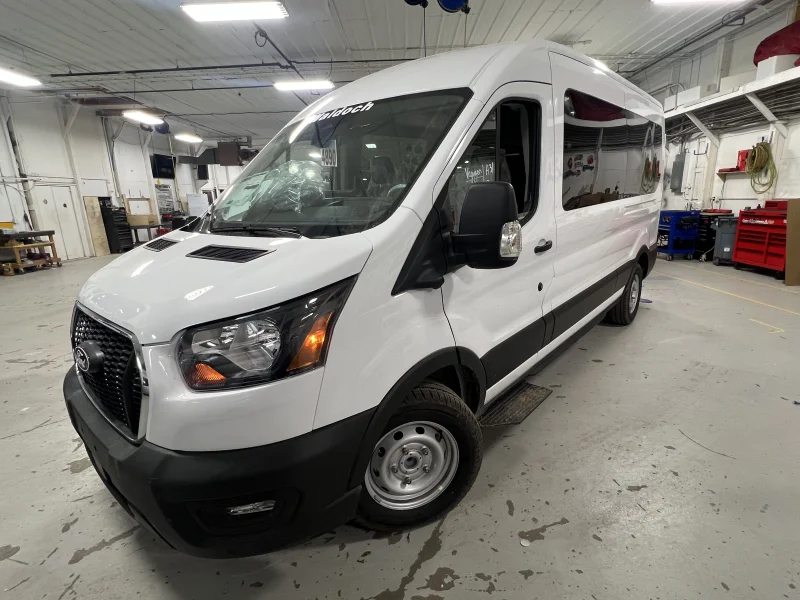2026 Ford Transit - 8 Passenger Shuttle - Oxford White - Gray Seating by Waldoch Crafts