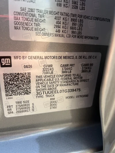 24929 - 2026 - GMC SIERRA 1500 - LEVEL PACKAGE -  STERLING METALLIC (GXD) - 2026 GMC SIERRA 1500 LEVEL - Image 14 of 14