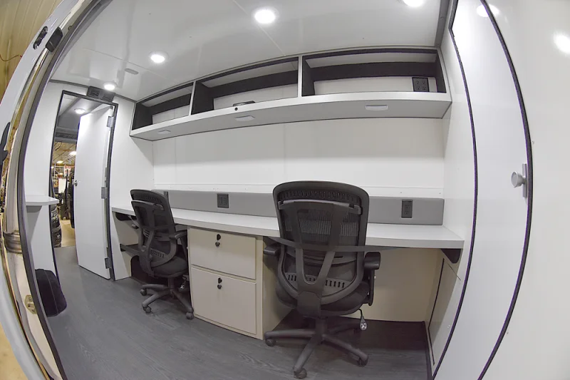 OFFICE CUSTOM Sprinter transit promaster Swat mobile office set up by Waldoch Crafts