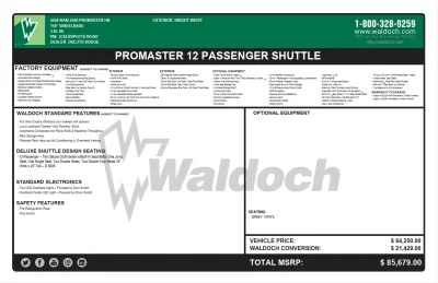 2026 RAM PROMASTER - 12 PASSENGER SHUTTLE - BRIGHT WHITE - GRAY SEATING - 2026 RAM PROMASTER 2500 SHUTTLE - Image 19 of 19