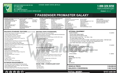 2026 RAM PROMASTER 3500 - GALAXY PACKAGE - GRANITE CRYSTAL METALLIC (PAU) - ABERDEEN SEATING - 2026 RAM PROMASTER 3500 GALAXY LUXURY - Image 17 of 17