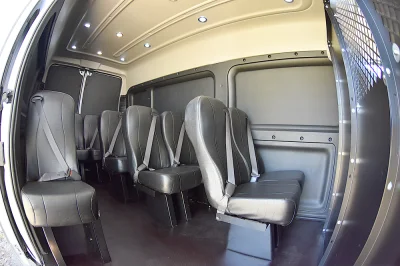 PRISONER TRANSPORT JAIL PRISONS COUNTY FEDERAL VEHICLE 15 PASSENGER CHEAPER WITH NO WINDOWS SAFER FOR PEOPLE SAFE FOR GUARDS BY WALDOCH - 2019 RAM PROMASTER SHUTTLE - Image 11 of 12