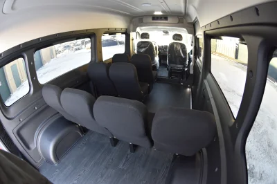 10 PASSENGER SHUTTLE BLACK EXTERIOR WITH CLOTH BLACK SEATING BY WALDOCH FLEET PASSENGER VAN SCHOOL HOTEL - 2019 RAM PROMASTER SHUTTLE - Image 2 of 46